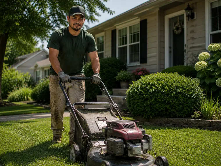 Landscaping crew working on a residential property in Crawfordville, FL